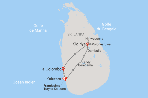 Combiné Royaume de Ceylan (privatif) & plage au Framissima Evasion Turyaa Kalutara 4* Sri Lanka Colombo