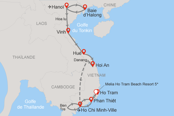 Combiné Vietnam Légendaire 3* avec extension 5 nuits au Immersion by Fram Melia Ho Tram 5* Vietnam Hanoi