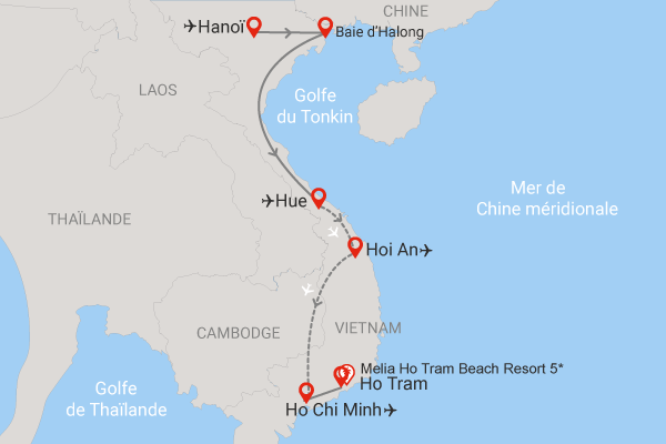 Combiné Merveilleux Vietnam en privatif 3* avec extension 3 nuits au Immersion by Fram Melia Ho Tram 5* Vietnam Hanoi