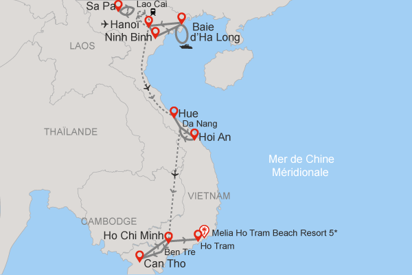 Combiné Toutes  les couleurs du Vietnam 3* et extension 5 nuits au Immersion by Fram Melia Ho Tram 5* Vietnam Hanoi