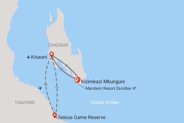 Combiné Mandarin Resort Zanzibar 4* avec 2 nuits au parc de Selous Zanzibar Zanzibar