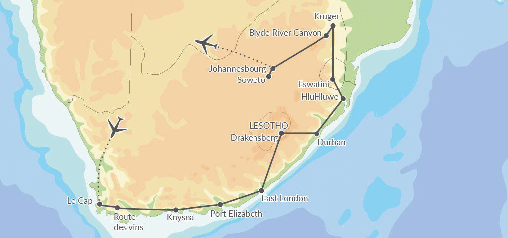 Circuit Grand Tour d'Afrique du Sud & Chutes Victoria - A partir du 11/04/26 johannesbourg Afrique Du Sud
