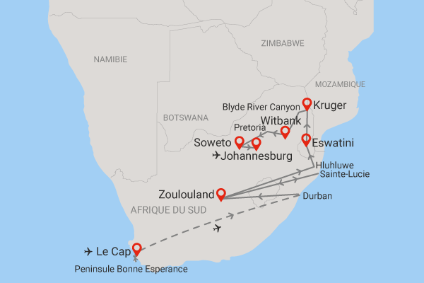 Circuit Cap sur Jo'burg le_cap Afrique Du Sud