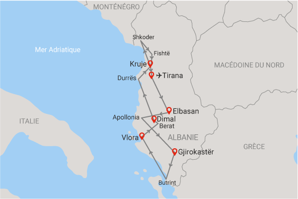 Circuit Panorama de l'héritage albanais tirana Albanie