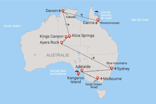 Circuit Villes et paysages grandioses d'Australie, itinéraire prolongé melbourne Australie