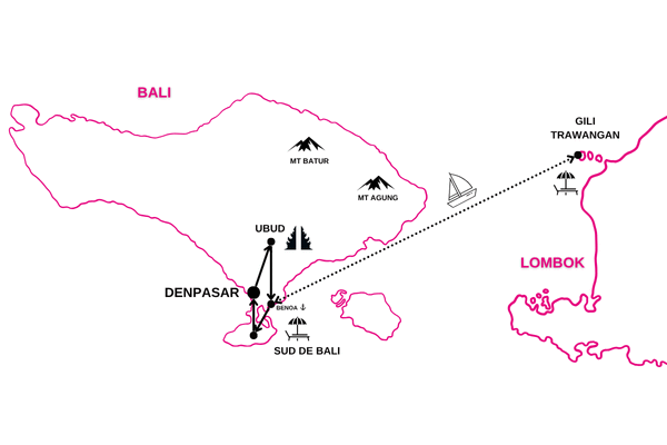 Circuit Combiné Jungle, île de Gili et Sable de Bali en 12 nuits denpasar Bali