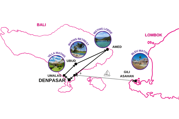 Circuit Combiné Mathis Prestige : Ubud, Amed et Gili Asahan denpasar Bali