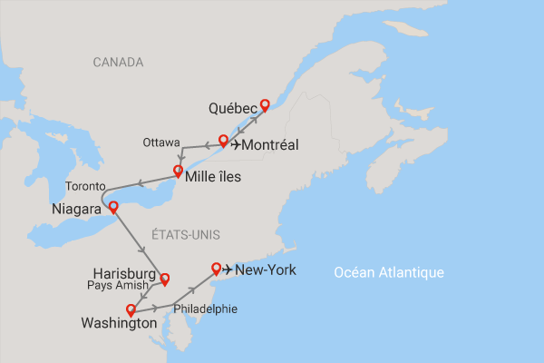 Circuit Les Grands Sites de l'Est Américain + extension New York montreal Canada