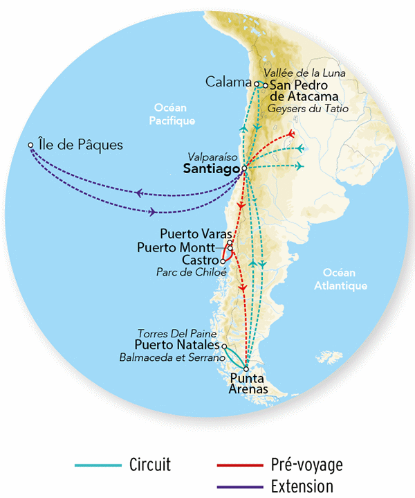 Circuit Merveilles du Chili & Séjour Île de Pâques - Limité à 12 pers. santiago Chili