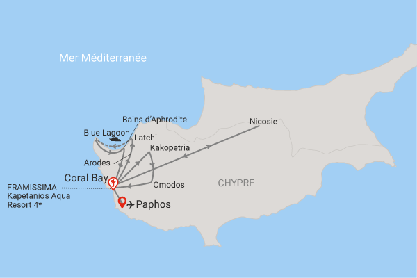 Circuit Chypre entre plage et culture, logement Framissima Kapetanios Aqua Resort peyia Chypre