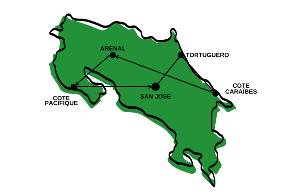 Autotour De la Mer des Caraïbes à l'Océan Pacifique san_jose Costa Rica