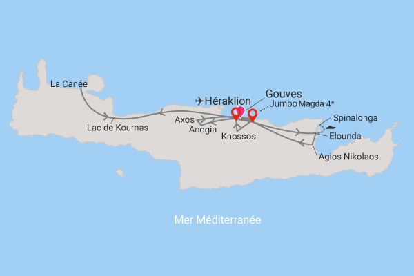 Circuit Trésors Crétois, logement au Club Jumbo Magda gouves Crète