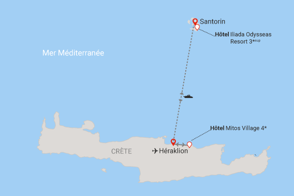 Combiné hôtels Combiné Crète et Santorin, Mitos Village et Iliada Odysseas Resort heraklion Crète