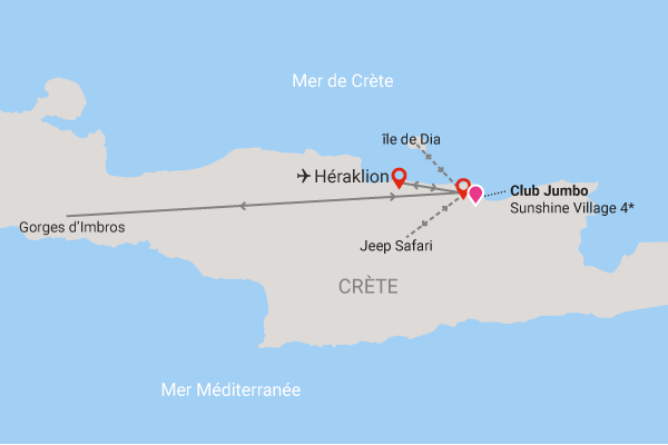 Circuit Horizons crétois, base logement Jumbo Sunshine Village heraklion Crète