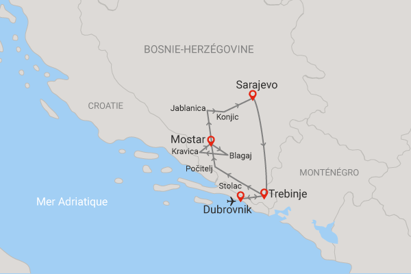 Circuit Essentiels de Bosnie-Herzégovine dubrovnik Croatie