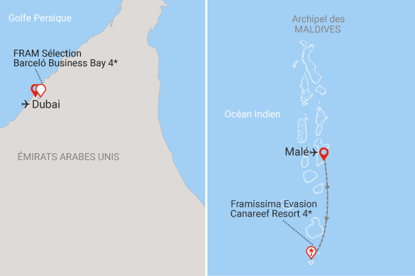 Séjour 2 en 1 : Dubaï et Maldives, Fram Sélection Barceló Business Bay et Framissima Evasion Canareef Resort dubai Dubai et les Emirats