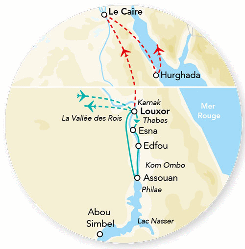 Combiné croisière et hôtel Splendeurs des Pharaons, Le Caire & Hurghada - Limité à 28 pers. - en hôtel louxor Egypte