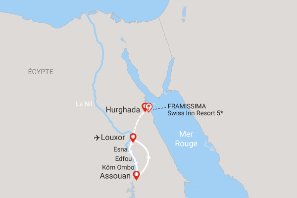 Combiné croisière et hôtel Framissima Gloire des pharaons à bord du Framissima Ferouz (10 visites) et extension au Framissima Swiss Inn Resort (14 nuits) louxor Egypte