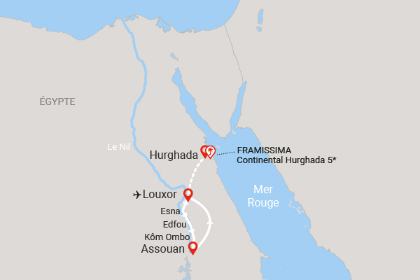 Combiné croisière et hôtel Gloire des pharaons à bord du Nile Ferouz (10 visites) et extension au Framissima Continental louxor Egypte