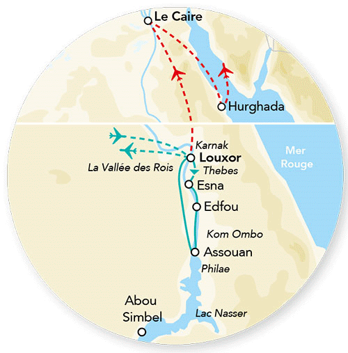 Combiné croisière et hôtel Splendeurs des Pharaons, Le Caire & Hurghada en hôtel 4* - Limité à 28 pers. louxor Egypte