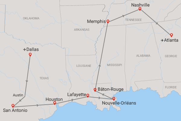 Circuit Contrastes du Grand Sud américain dallas Etats-Unis
