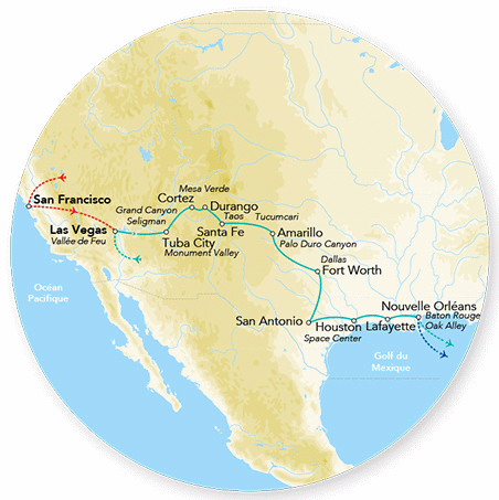 Circuit Merveilles du Grand Ouest à la Louisiane las_vegas Etats-Unis