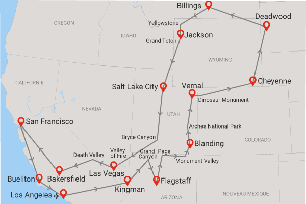 Circuit A l'Assaut du Grand Ouest Sauvage et extension Los Angeles los_angeles Etats-Unis