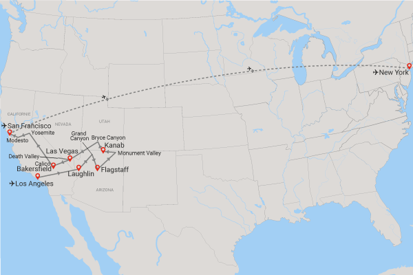 Circuit Beautés de la côte Ouest américaine et extension New York los_angeles Etats-Unis