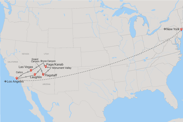 Circuit Cap sur l'ouest américain et extension New York los_angeles Etats-Unis