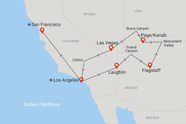 Circuit Cap sur l'ouest américain et extension San Francisco los_angeles Etats-Unis
