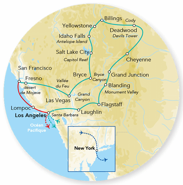 Circuit Merveilles du Grand Ouest, Rocheuses, Côte Pacifique & Extension New York - Manhattan los_angeles Etats-Unis