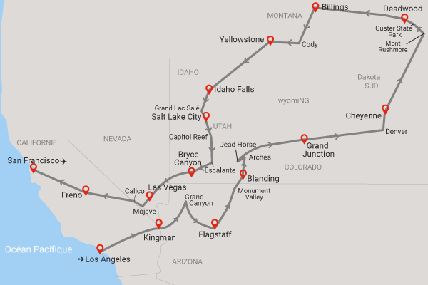 Circuit Merveilleux Ouest américain et les Rocheuses los_angeles Etats-Unis