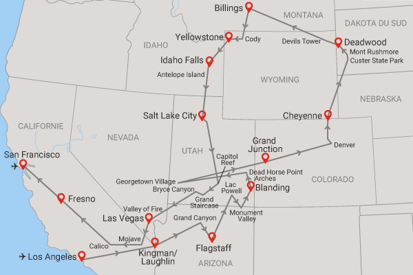 Circuit Rêve Américain, Grand Ouest et Rocheuses los_angeles Etats-Unis