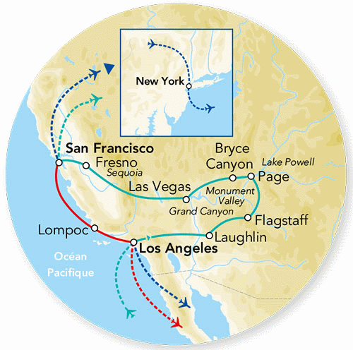 Circuit Splendeurs de l'Ouest des USA et Côte Pacifique & extension New York los_angeles Etats-Unis