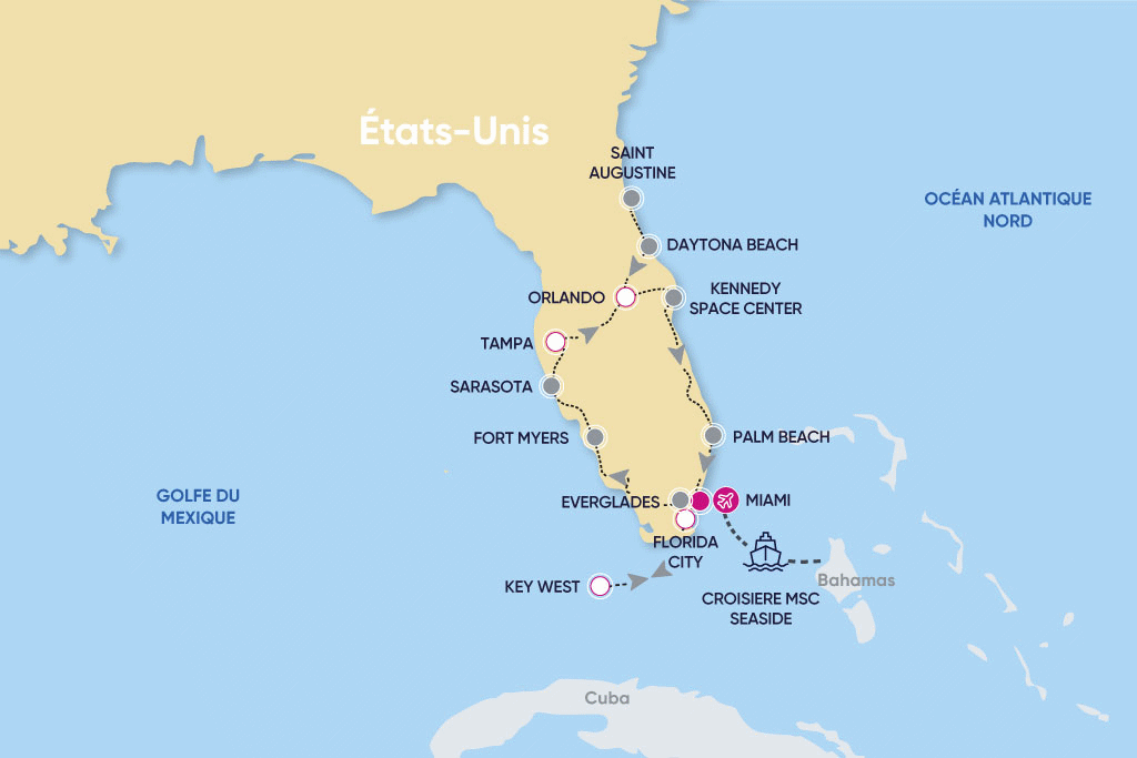 Circuit De la Floride à Key West avec croisière aux Bahamas miami Etats-Unis