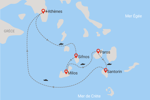 Combiné hôtels Combiné 4 îles : Sifnos - Milos - Paros - Santorin en 14 nuits athenes Grece