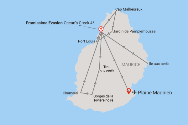 Circuit Horizons mauriciens, base logement au Framissima Evasion Ocean's Creek balaclava Ile Maurice