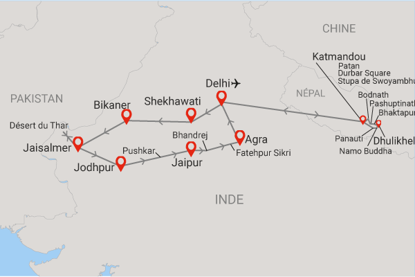 Circuit Beautés du Rajasthan et extension Népal en privatif delhi Inde
