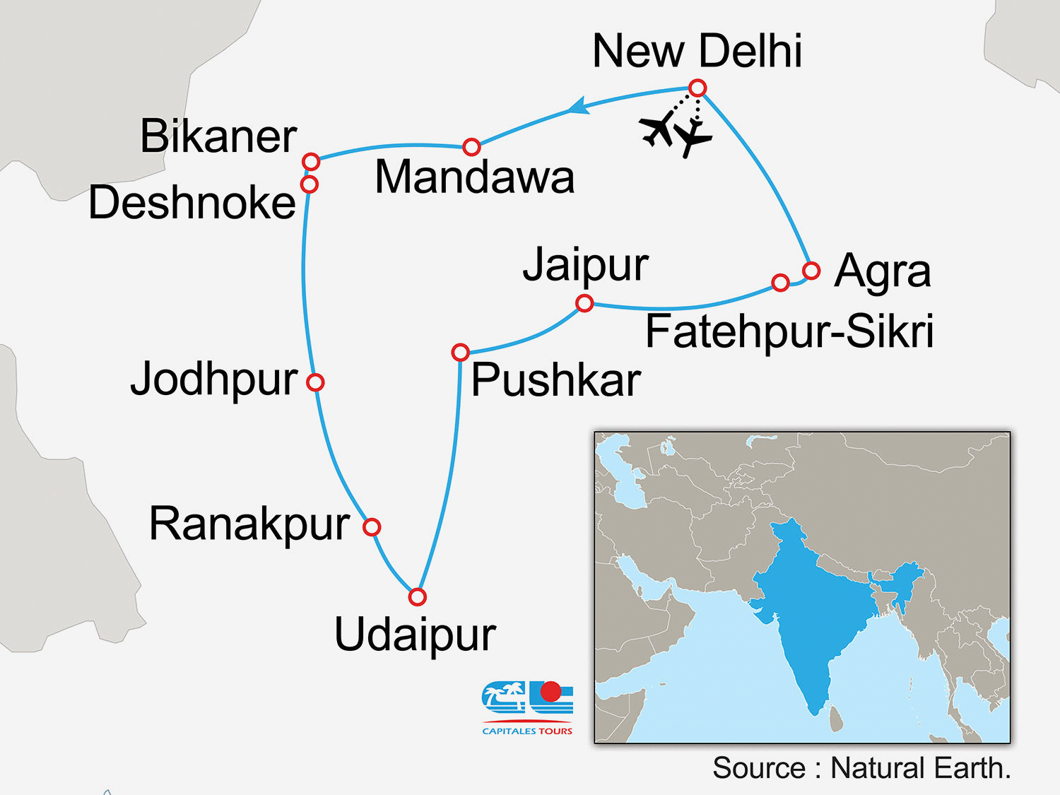 Circuit Rajasthan, forteresses, lacs et Taj Mahal delhi Inde