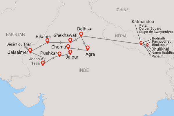 Circuit Perles du Rajasthan et extension Népal en privatif delhi Inde