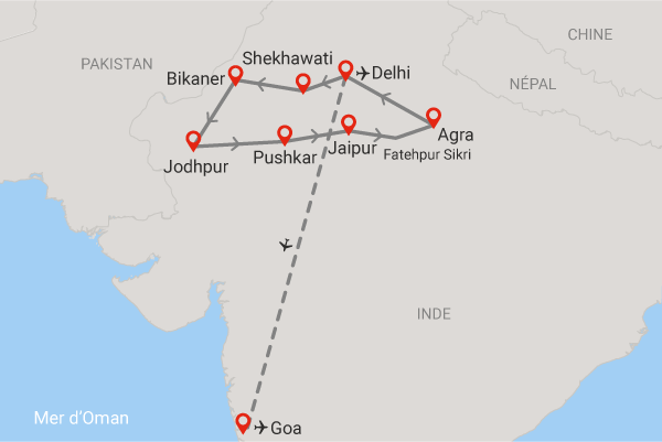 Circuit Trésors du Rajasthan et extension Goa delhi Inde