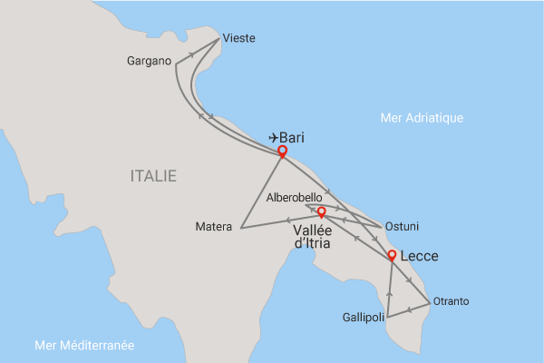 Circuit Essentiel des Pouilles bari Italie