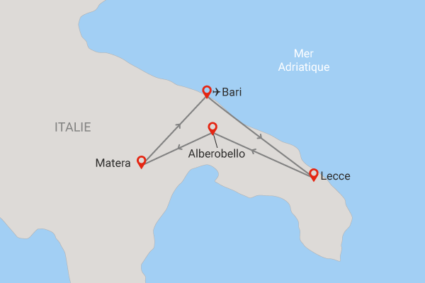 Autotour Sur les routes des Pouilles et de la Basilicate bari Italie