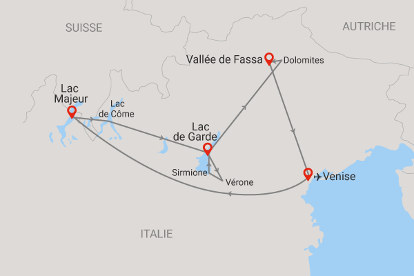 Circuit Trésors des Lacs Italiens et des Dolomites venise Italie