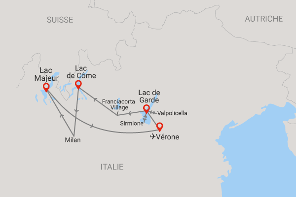 Autotour Balade sur les routes des lacs italiens, arrivée Vérone verone Italie