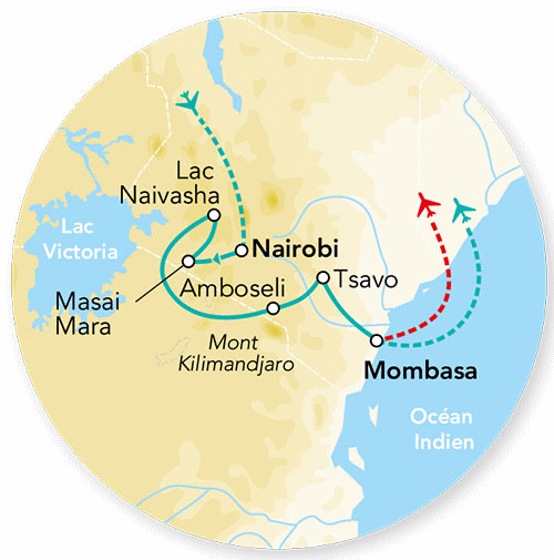 Circuit Merveilles du Kenya Safari en véhicule 4X4 - Vols Kenya Airways nairobi Kenya