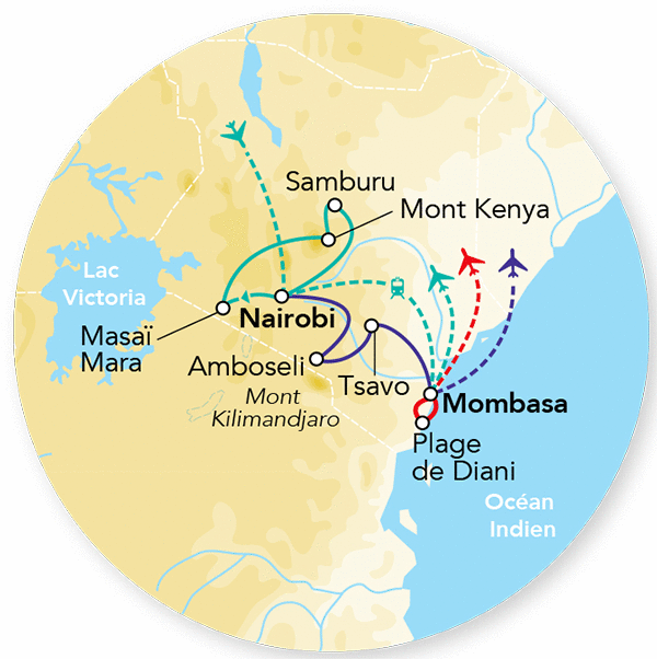 Circuit Explorations du Kenya et extension plage de Mombasa nairobi Kenya