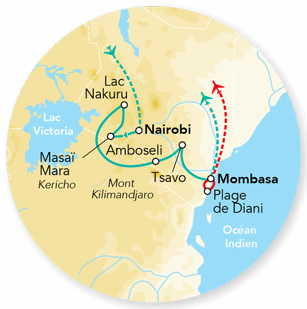Combiné circuit et hôtel Immersion au Kenya & extension plage de Diani nairobi Kenya