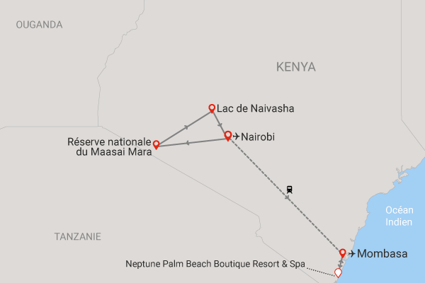 Combiné circuit et hôtel Safari Masai Mara (4 nuits) + extension au Neptune Palm Beach Boutique Resort & Spa ukunda Kenya