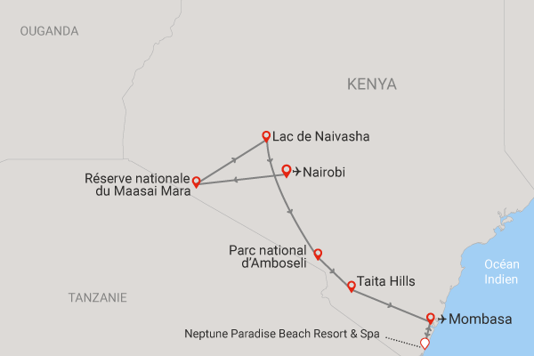 Combiné circuit et hôtel Safari Masai Mara (6 nuits) + extension au Neptune Paradise Beach Resort & Spa ukunda Kenya
